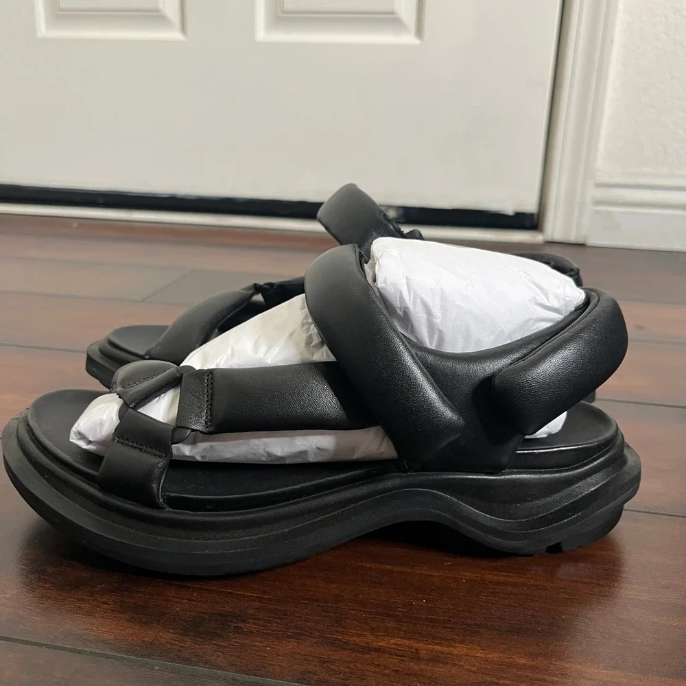 New Ecco Women Offroad Puffy Leather Outdoor Sandals Black size EU 41/ 10-10.5 - Picture 3 of 8